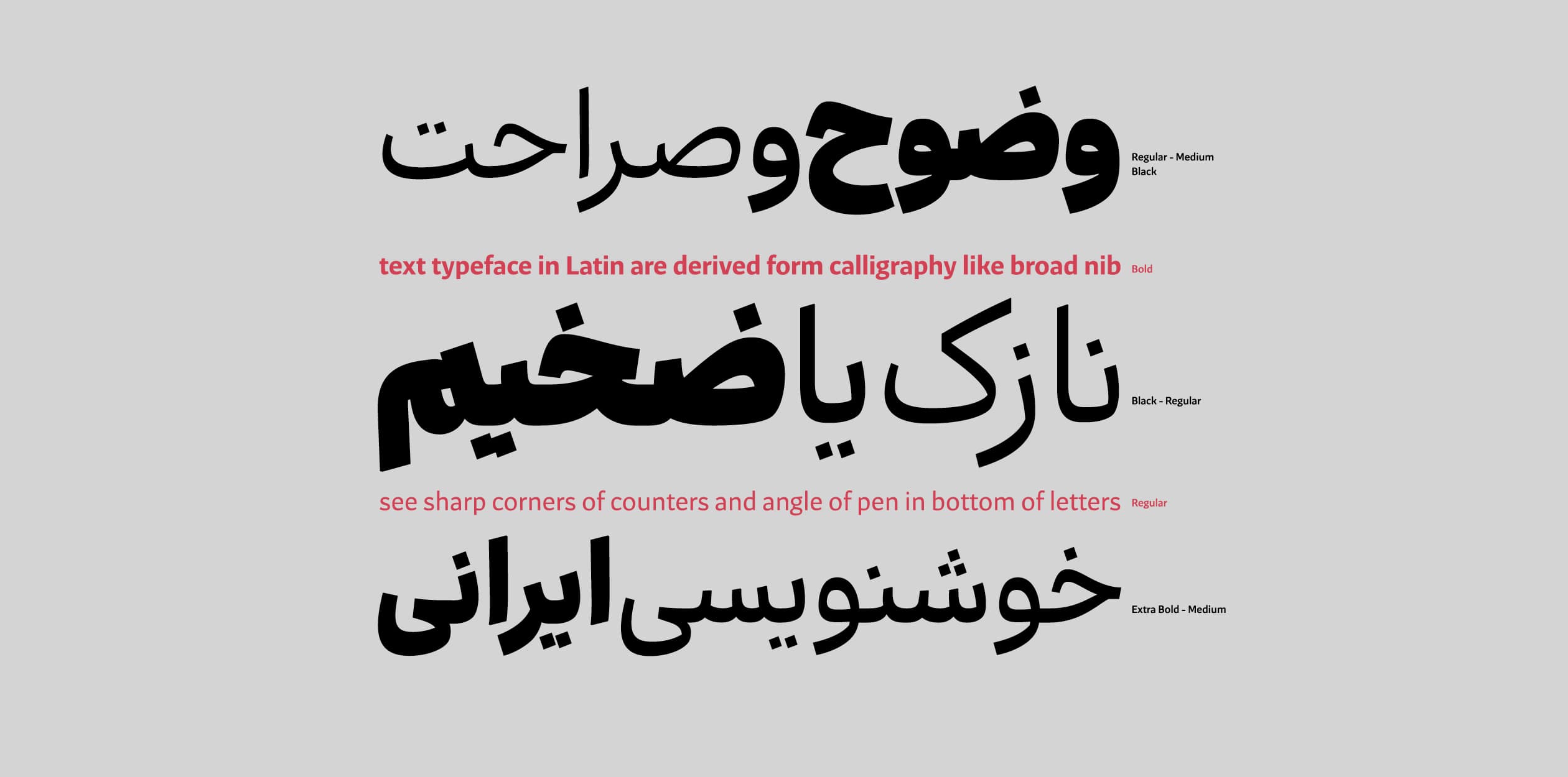 Image of Tajrish typeface project from Bahman Eslami