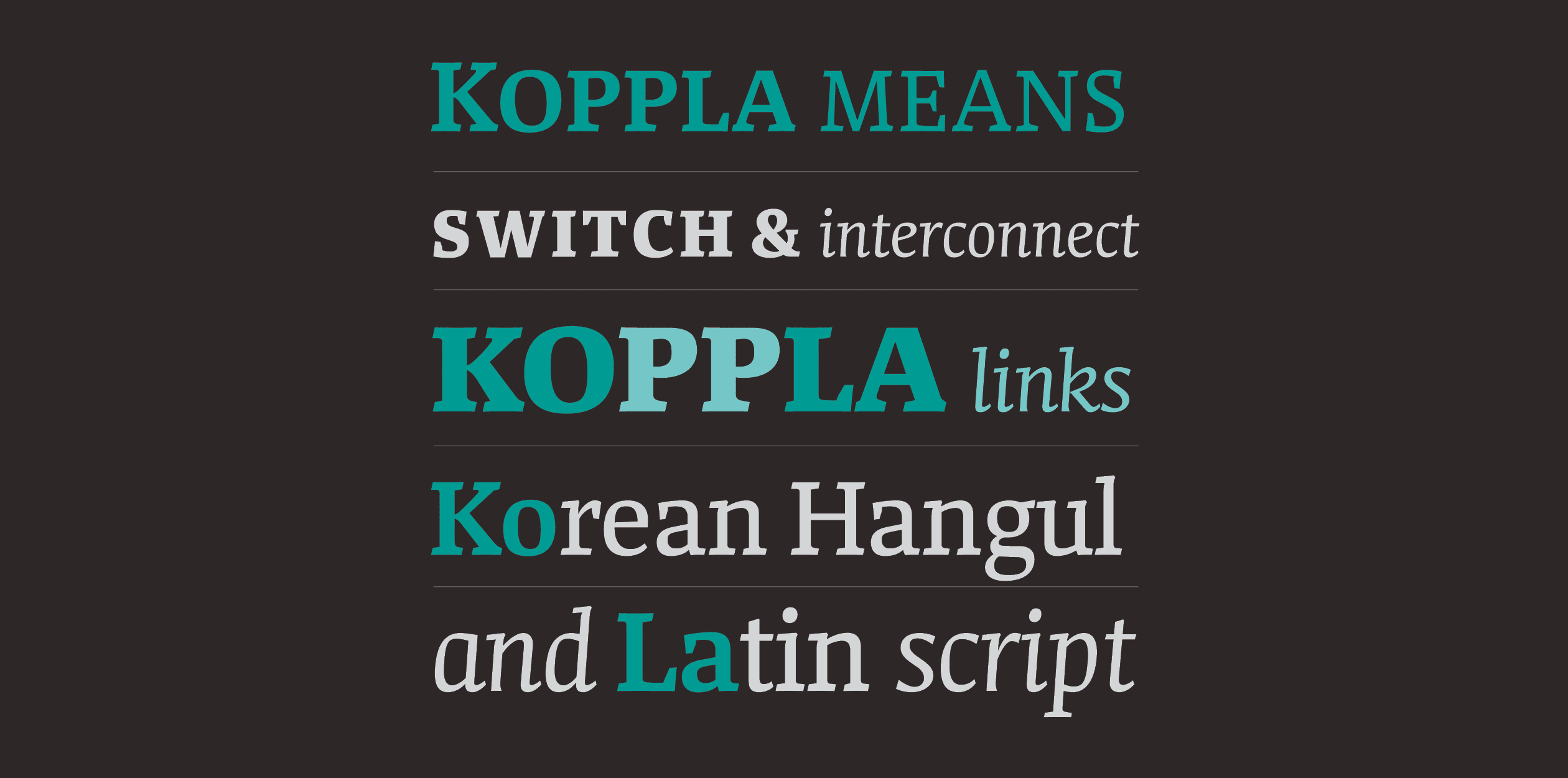 Image of Koppla typeface project from Minjoo Ham