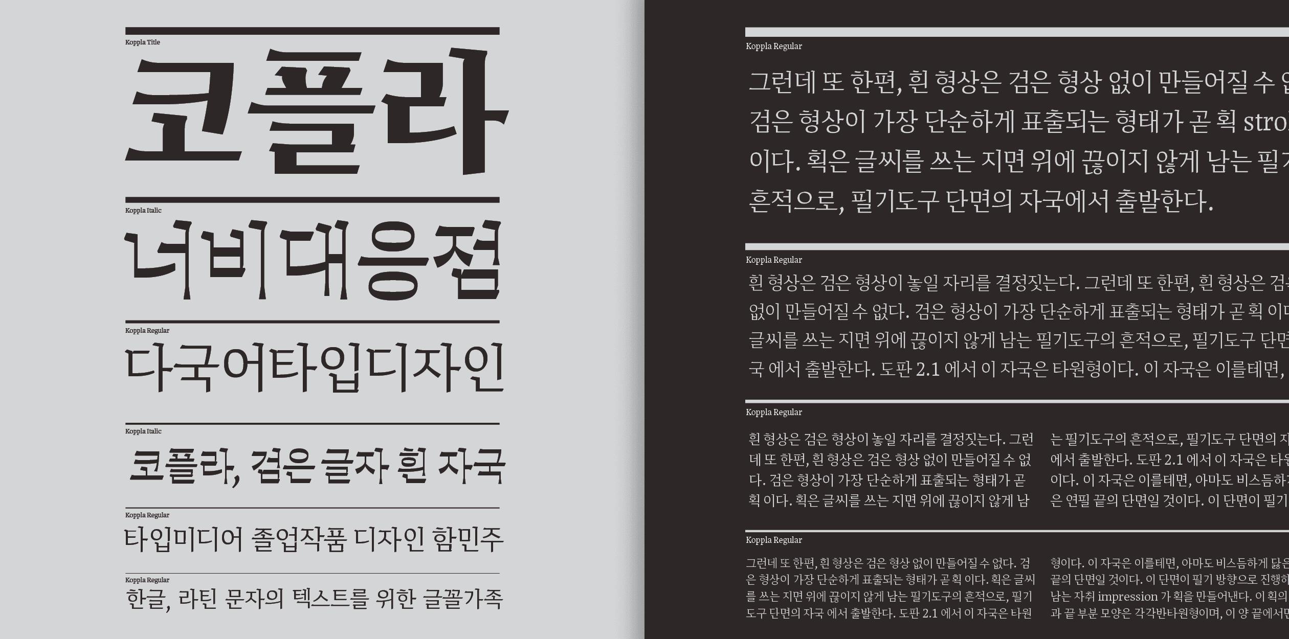 Image of Koppla typeface project from Minjoo Ham